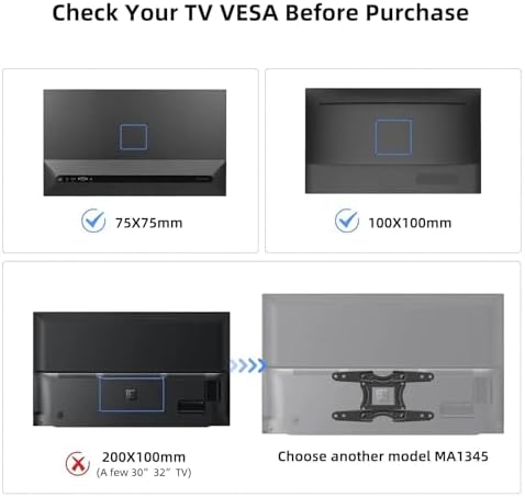 Suptek TV Wall Bracket Mount Swivel and Tilt for Most 15"-32" LED, LCD, OLED Flat Screen TVs and Monitors with VESA 75x75-100x100mm up to 13kg Full Motion Monitor Wall Bracket MA2720