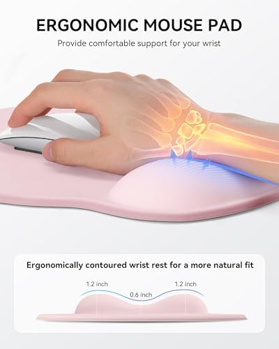 Mouse Pad with Wrist Rest for Desktop Large Ergonomic Mouse Mat(Light Pink)