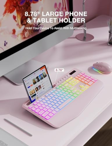 SABLUTE Wireless Keyboard and Mouse Combo, 9 Backlit Effects, RGB, 2.4GHz