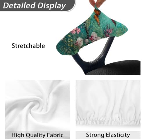 Hummingbird Butterfly Print 2 Pcs Office Chair Armrest Covers, Removable Stretchable Office Chair Arm Covers with Elastic Edge, Soft Comfy Office Chair Arm Rest Covers, Home Decor