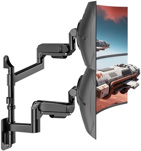 ARES WING Dual Monitor Wall Mount for 24-57 Inch Ultrawide Screen, Black