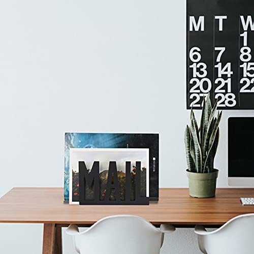 Desktop Letter Holder, Two-Sided Designs Black Metal Desktop Cutout Mail Letter Holder, Letter Sorter Envelope Holder for Home Office School, Bill Filling Paper Document