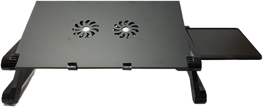 Adjustable Lap Laptop Computer Portable CPU Cooling Fan Ergonomic Vented Table Stand Desk Tray (480 * 260mm with Mouse Pad & Double Fans, Black)