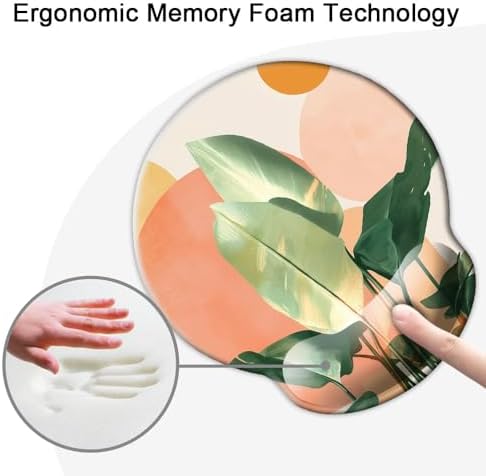 Ergonomic Mouse Pad with Wrist Support,Mouse Pad with Wrist Rest,Relieve Wrist Pain Mousepad Non-Slip Rubber Base,Mouse Pads for Desk,Computers,Laptop,Office,Home,Accessories Plants Orange