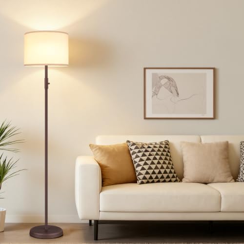 Floor Lamp Simple Design with Shade, Small Tall Lamps for Living Room Bedroom Office Dining Room Kitchen-Matte Brown
