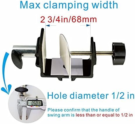 Heavy Duty Replacement Clamp for 1/2” Base Magnifying Lamp，Desk Lamp，Magnify Lamp，Swing Arm Lamp，Mic Microphone Suspension Boom Scissor Mount(Black)
