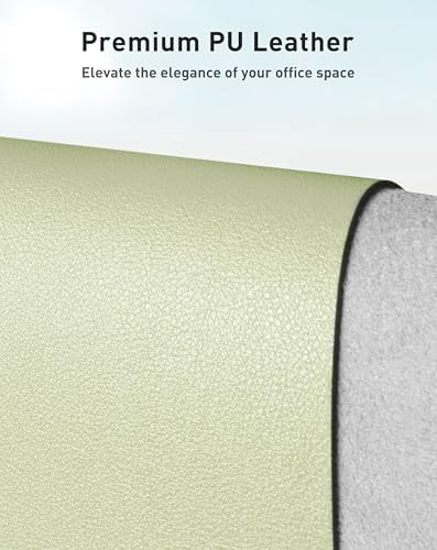 Aothia Faux Leather Desk Mat - Large Mouse Pad, Non-Slip PU Leather Blotter, Waterproof Writing Surface for Office and Home (Grass Green, 40" x 24")