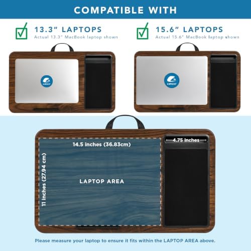 LAPGEAR Home Office Lap Desk – Dark Espresso Woodgrain, Fits 15.6” Laptops
