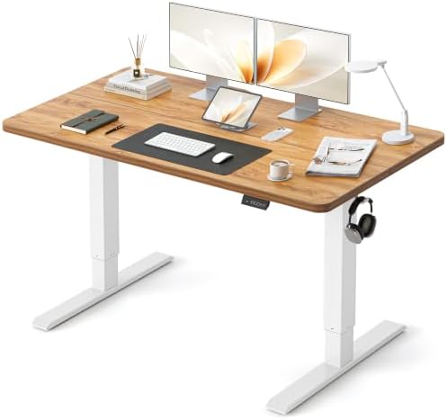 CubiCubi 48x30 Large Electric Standing Desk, 30" Deep Desktop, Light Rustic