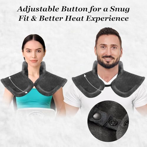 WUGE Comfort Gifts for Women Men, Heating Pad for Neck Shoulder and Back, Birthday Gift for Women Men, Large Weighted Heat Pad, ETL Certified, Gray