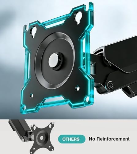 Single Monitor Arm, Monitor Mount for 17-32 inch Screens Gas Spring Adjustable Monitor Stand, Vesa Mount with Clamp and Grommet Aluminum Base - Fits 4.4 to 22lbs LCD Computer Monitors AX09DB01-1