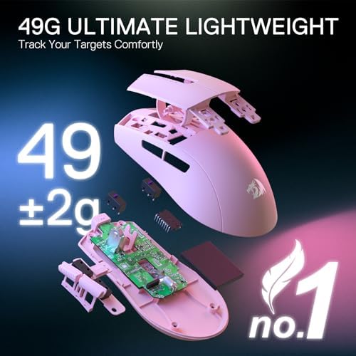 Redragon M916 Wireless 49G Ultra-Light Gaming Mouse 26K DPI Remapping Keys
