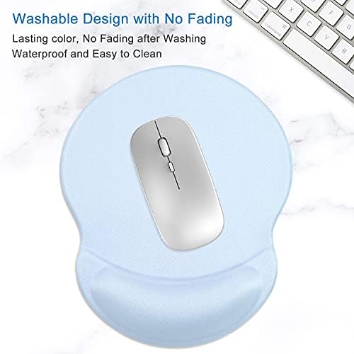 ITNRSIIET Ergonomic Mouse Pad with Gel Wrist Support Small Wrist Rest Smooth Surface Non-Slip PU Base Comfortable Office Supplies Pain Relief, 8.7 x 7.2 inches, Blue