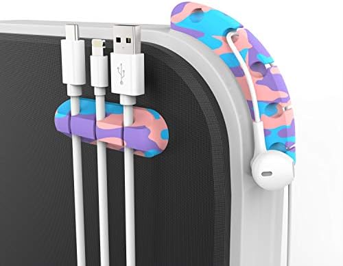 INCHOR Cable Organizer, Cord Organizer Cable Management, Cable Clips USB Cable Holder Wire Organizer Cord Clips,(5, 3 Slots Colourful)
