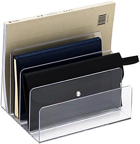 Sooyee Acrylic File Organizer for Desk, Mail Organizer Countertop,Clear