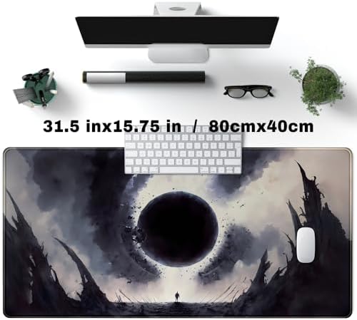 Black Moon Mousepad Gaming MTG Playmat Desk Mat Original Aesthetics Mouse Pad Large Gaming Mouse Pads Desk Pad XXL Keyboard Mat Full Desktop Mat Desk Cover Pad for Work Office Game (31.5x15.7 in)