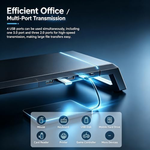 Computer Monitor Stand Riser with Storage Drawer, USB Hub, RGB
