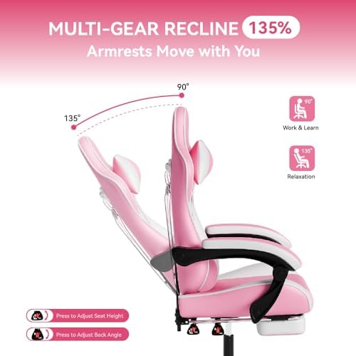 Pink Ergonomic Video Gaming Chair