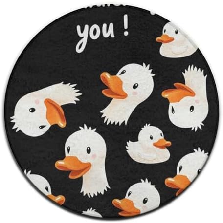 Fashion Round Area Rug Large Non Slip Carpet, Funny Duck Unisex Home Decor Mat