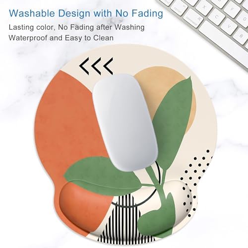 ITNRSIIET Ergonomic Mouse Pad with Wrist Support Wrist Rest Smooth Surface Non-Slip Rubber Base Comfortable Office Supplies Pain Relief, 9.8 x 9.1 inches, Modern Abstract Style