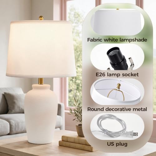 Touch Control Ceramic Table Lamp Dimmable Nightstand Lamp,23" Blush
