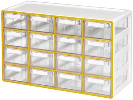 Blue Ginkgo 16-Drawer Storage Cabinet Organizer, Yellow, Made in Korea