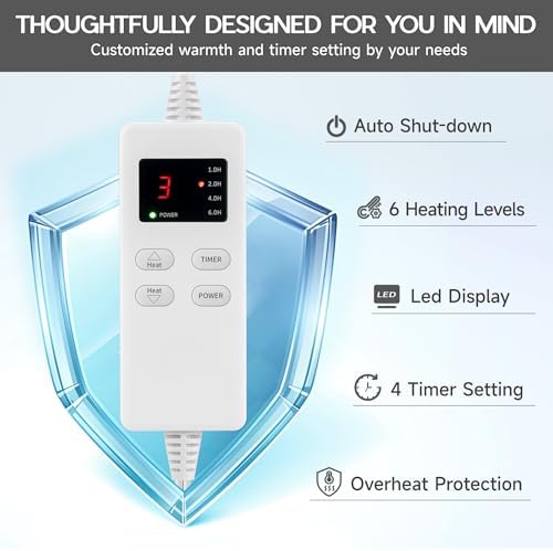 Heating Pad for Period Cramps, Heating Pad for Back/Neck/Shoulder Muscle Pain, 6 Heating & 4 Timer Setting, Birthday Christma s Gifts for Women Mom