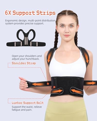 Back Brace Posture Corrector Women Pain Relief, Black, Large