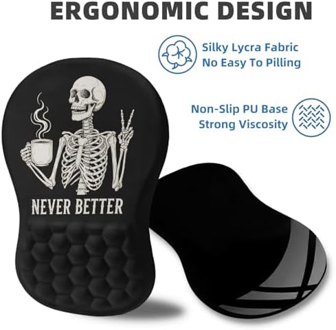 Ergonomic Mouse Pad with Wrist Rest, Memory Foam Wrist Support,Massage Bump