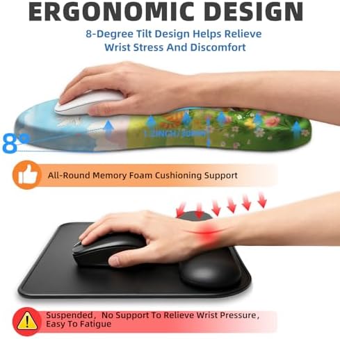 Ergonomic Mouse Pad with Wrist Rest, Memory Foam Wrist Support,Massage Bump