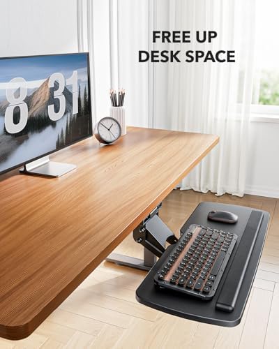 HUANUO Under Desk Keyboard Tray, 360 Degree Adjustable Mouse Platform