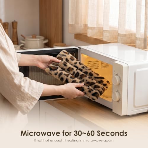 Microwave Heating Pad 6 x 12 Small Heating Pad Microwave, Microwave Bean Bag Heating Pad for Neck and Shoulders, Moist Heat Pack Pillow Warm Compress for Knee, Muscles, Joints, Wrist (Leopard Print)