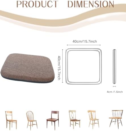 High Resilience Memory Foam Chair Cushion 15"x15"x2" Set of 2 Square Chair Pads and Washable Cover Non Slip Seat Cushions for Indoor Dining Room Kitchen and Office Chairs (Coffee,15"x15")