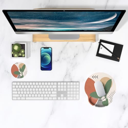 ITNRSIIET Ergonomic Mouse Pad with Wrist Support Wrist Rest Smooth Surface Non-Slip Rubber Base Comfortable Office Supplies Pain Relief, 9.8 x 9.1 inches, Modern Abstract Style