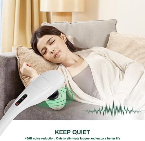 MEGAWISE Handheld Back Massager, Body Massager Adjustable Speed, Off-White