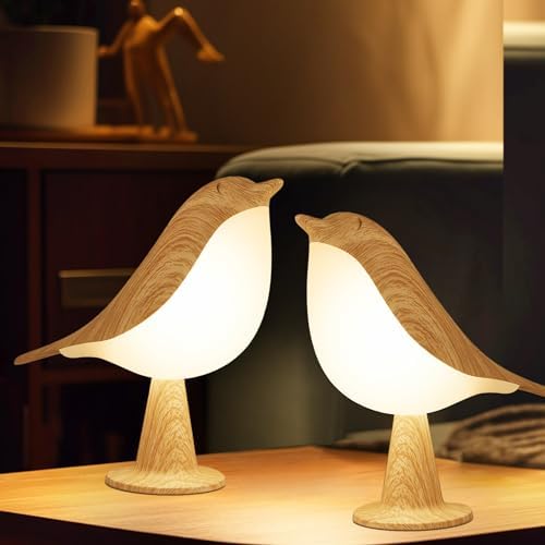2 Pack Bird Small Desk Lamp, 2600 mAh Dimmer Kids Night Light for Bedroom, Cordless Table Lamp with 3 Color Temperature and Touch Sensor, Rechargeable Bedside lamp, Hummingbird Lamp