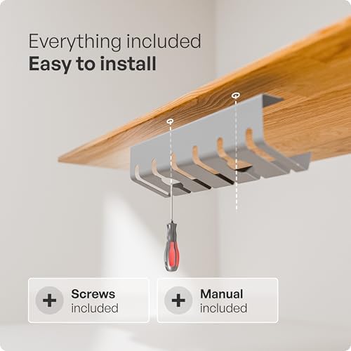 PAMO Cable Management Under Desk, Set of 3 - Grey/Silver