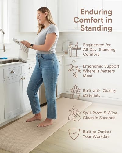 Ophanie Kitchen Mats for Floor,3/4 inch Thick,24x70 Anti Fatigue Cushioned Mat,Kitchen Rugs,Waterproof,Comfort Ergonomic Standing Mat for Office,Home,Sink with 99+ Pairs of Anti-Slip Bottom Ridges