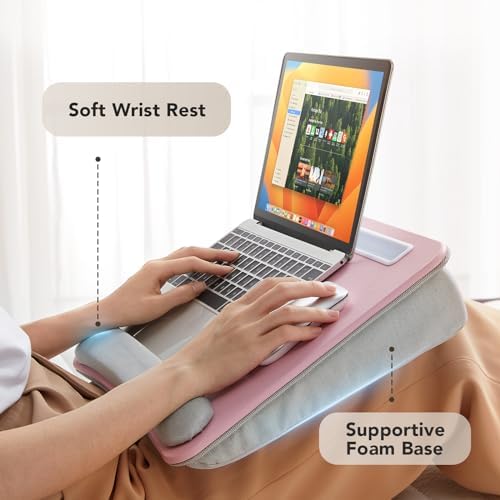 HUANUO Laptop Lap Desk with Cushion, Fit up to 15.6" Laptop, Pink
