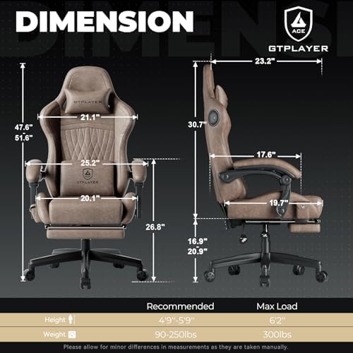 GTPLAYER ACE-PRO Music Gaming Chairs – Built-in Speakers, App Support & Bluetooth Control, Computer Game Chairs with Footrest for Adults, Ergonomic Reclining Silla, Linkage Armrest, Light Brown