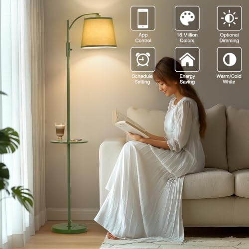 AIDENOEY Smart Floor Lamp with Side Table, Alexa & Google Assistant