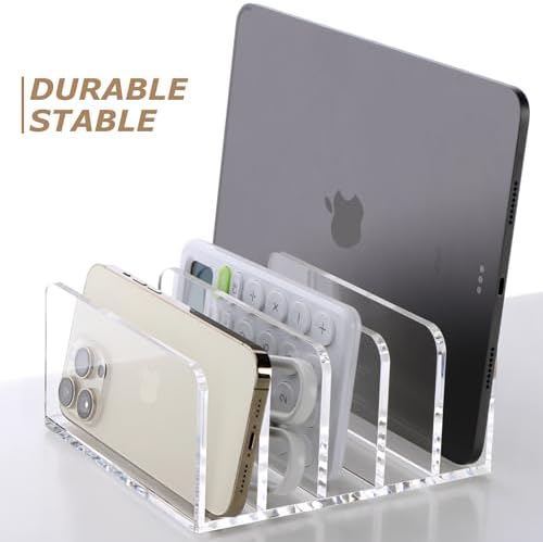 SANRUI 5 Slot Acrylic Mail Sorter Holder, Clear Letter File Desk Organizer