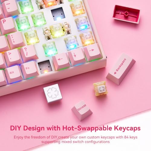 Aula Hero 75 HE Wireless Mechanical Keyboard,Pink Creamy Keyboard w/8000mAh