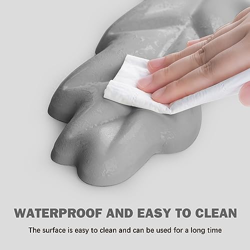 Keyboard Wrist Rest Pad Set, Leaf Shape PU Leather Memory Foam Wrist Cushion Support,Mouse Wrist Rest Pad,Non-Slip Wrist Support for Easy Typing Pain Relief, Grey Leaf
