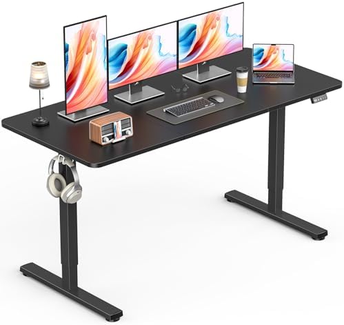 Large Electric Standing Desk, Gaming Desk, 55 x 24 Inch, Black