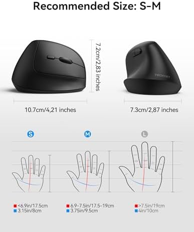 TECKNET Ergonomic Mouse, BT5.3/2.4G, Silent Wireless Vertical, Rechargeable