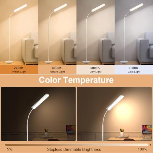 FRIDEKO HOME Floor Lamp for Living Room Over Chair Reading 18W 1800LM White