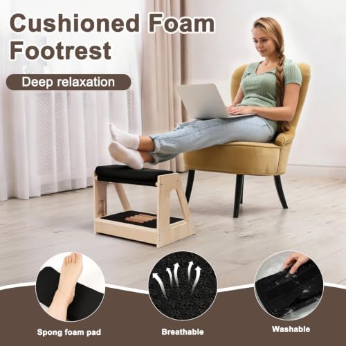 Natheeph Foot Rest Under Desk, Ergonomic Foot Stool with Massage, 4 Height