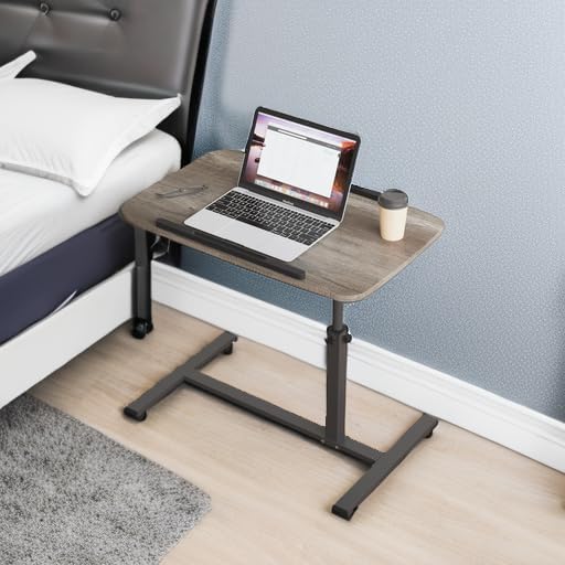 Furist Adjustable Overbed Bedside Table with Wheels Hospital Bed Table Portable Computer Stands Movable Desk Computer Table for Bed Laptop Stand for Couch