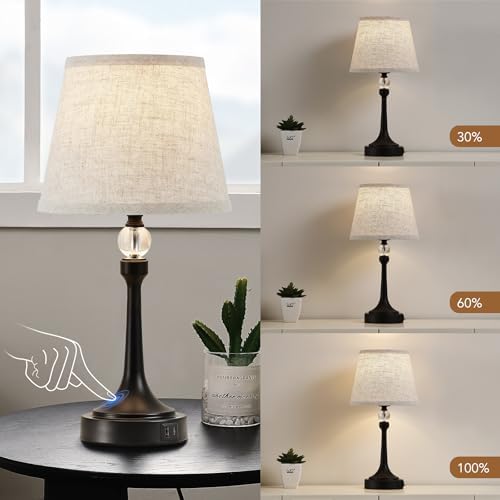 Touch Table Lamp with USB C+A Ports-Black 19.7'' 1pcs